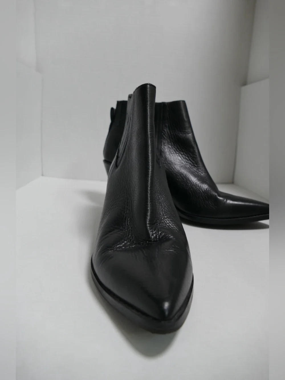 Women’s Black Leather Wedge Ankle Boots